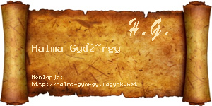 Halma György névjegykártya